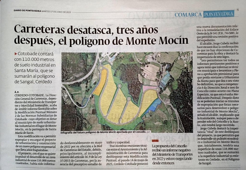 Carreteras desatasca, tres años después, el polígono de Monte Mocín