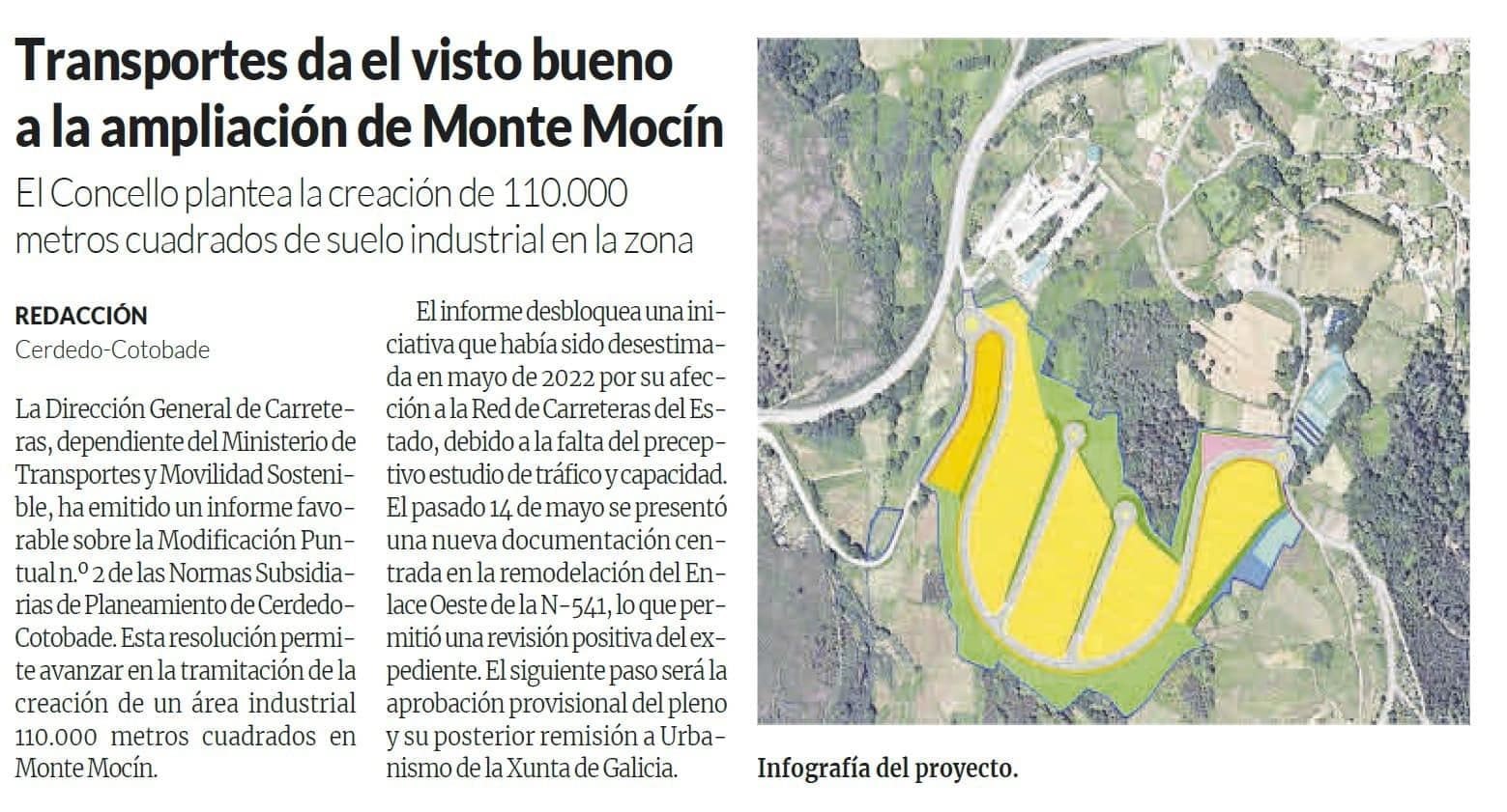 Carreteras desatasca, tres años después, el polígono de Monte Mocín - Imagen 1